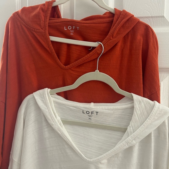LOFT Orange and White Light-Weight Hooded Tops Set - Picture 2 of 4